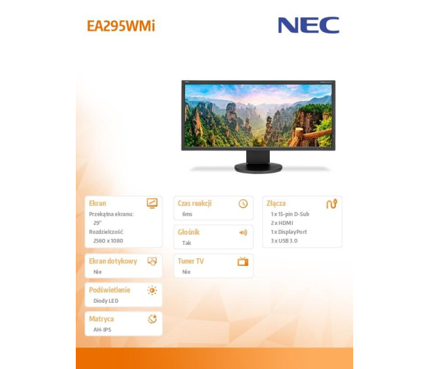 Nec MultiSync EA295WMi czarny - 406913 - zdjęcie 3